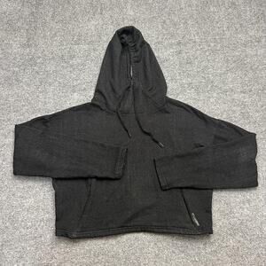 Hylete Hoodie Womens Medium Black Cropped Asymmetrical Hem Athletic Sweatshirt